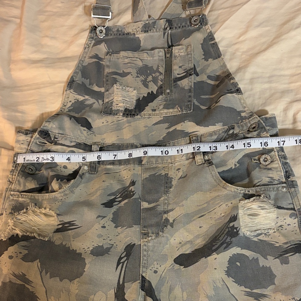 POL Camo Patchwork Overalls Distressed Denim - image 14